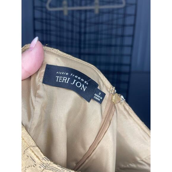 NWT Rickie Freeman for Teri John Women's Gold Brocade Skirt Size 2 - Picture 5 of 5